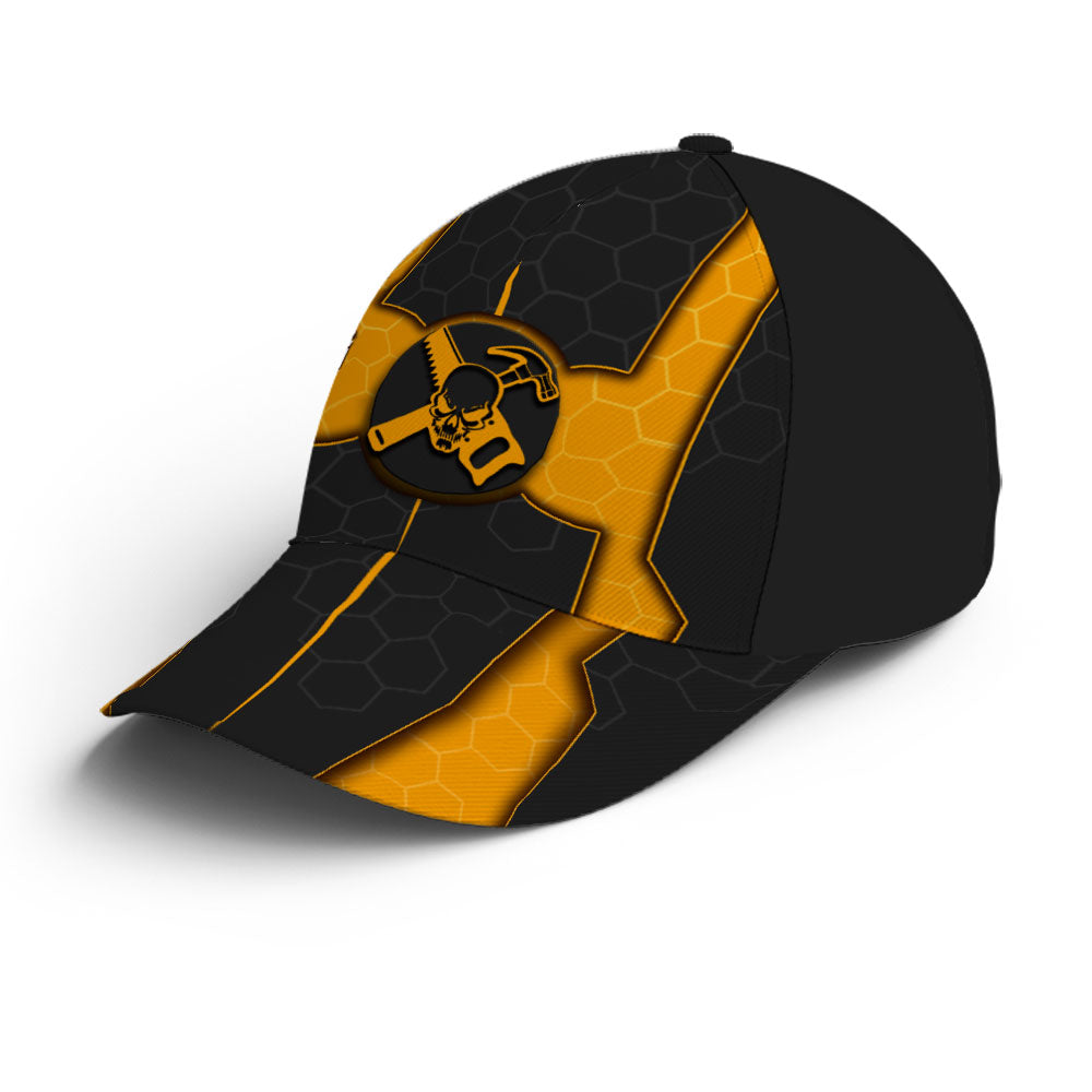 Yellow Skull Baseball Cap For Carpenter Future Tech Style Trucker Hats Custom Hats Gifts For Men & Women