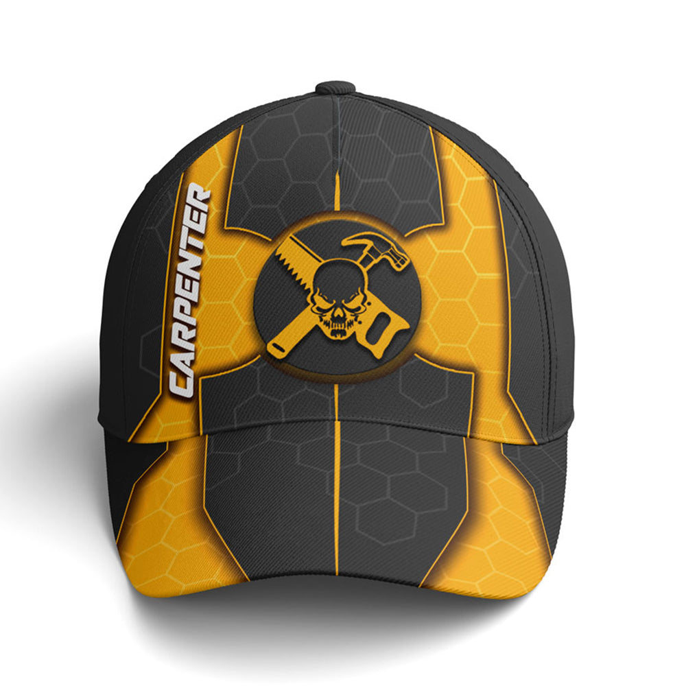 Yellow Skull Baseball Cap For Carpenter Future Tech Style Trucker Hats Custom Hats Gifts For Men & Women