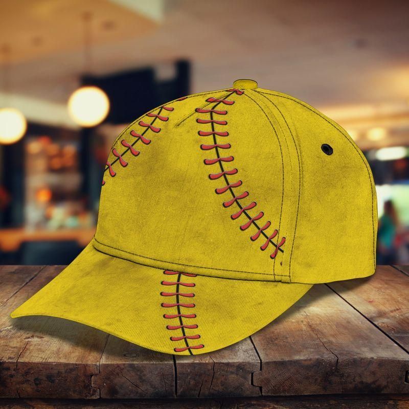Yellow Softball Classic Cap Baseball Cap For Fans Trucker Hats Custom Hats Gifts For Men & Women