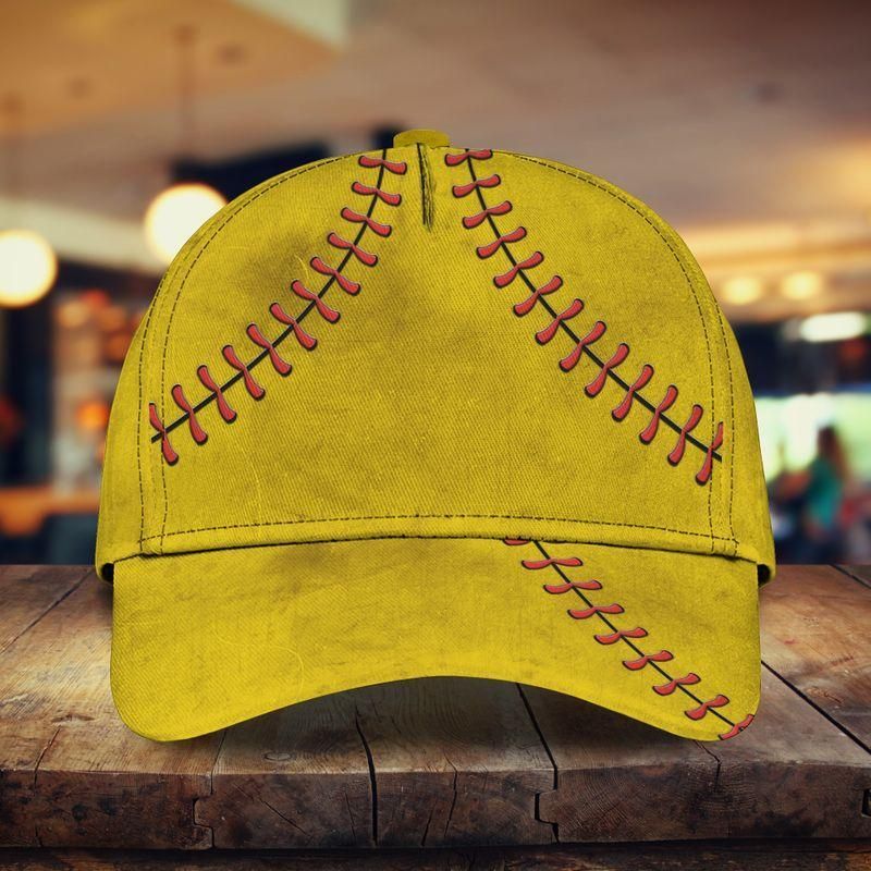 Yellow Softball Classic Cap Baseball Cap For Fans Trucker Hats Custom Hats Gifts For Men & Women