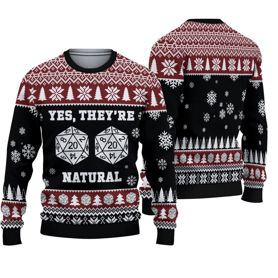 Yes They're Natural DnD Ugly Christmas Sweater