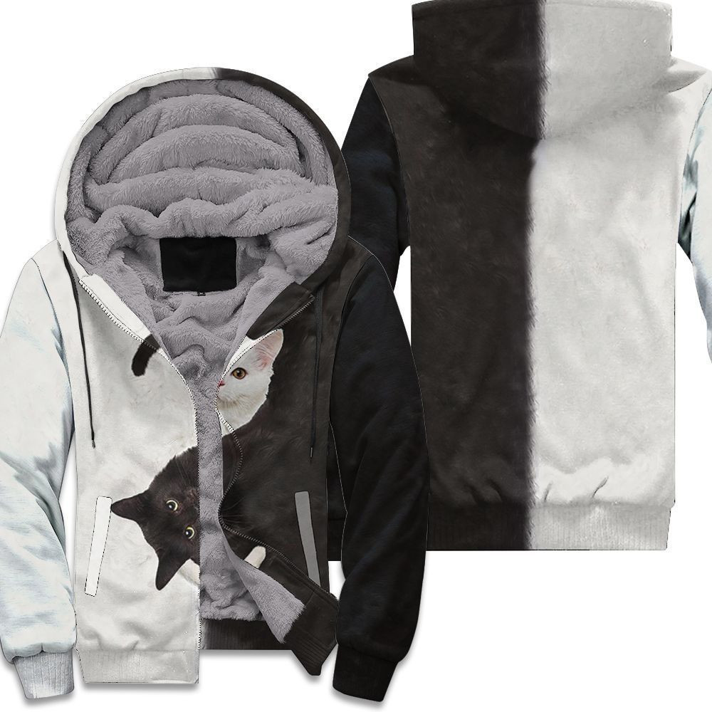 Yin Yang Black White Cat For Cat Lover 3D All Over Print Hoodie, Zip Hoodie