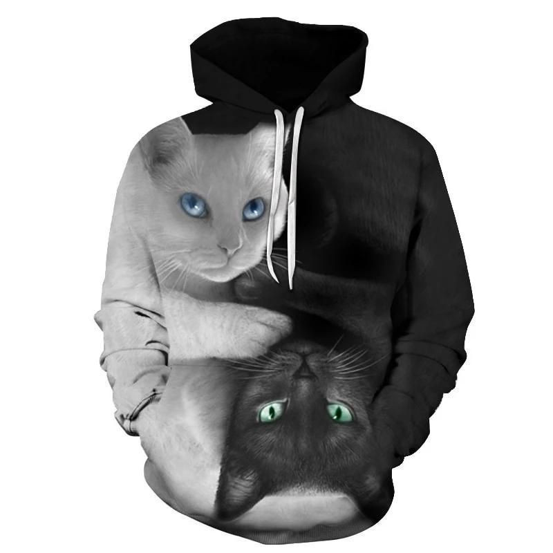 YIN YANG CAT 3D All Over Print Hoodie, Zip Hoodie