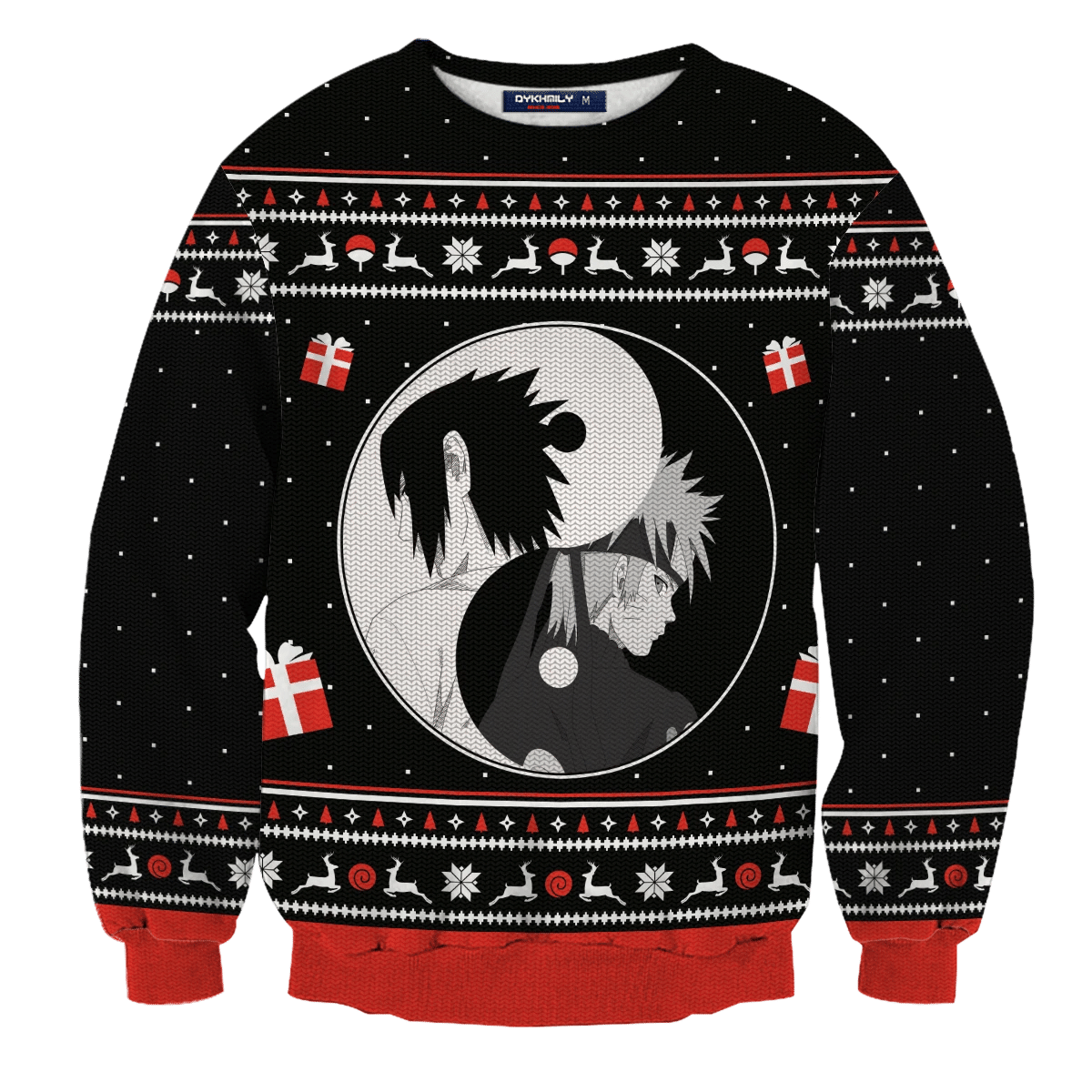Yin Yang Naruto Sasuke Ugly Christmas Sweater Adult 3D Funny Matching for family
