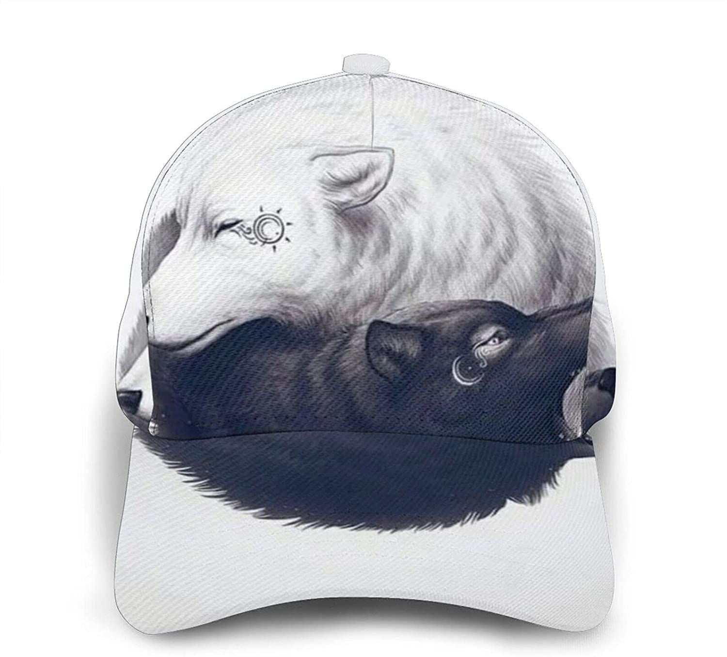 Yin Yang Wolf 3D Adjustable Twill Classic Cap Trucker Hats Custom Hats Gifts For Men & Women