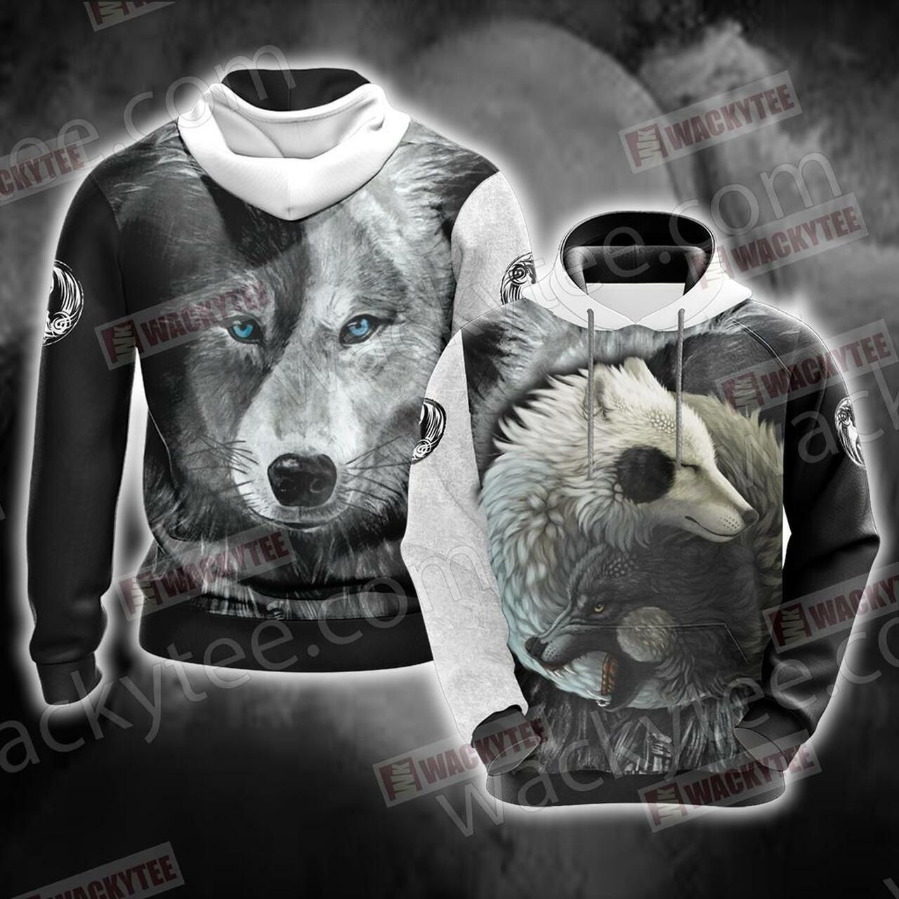 Yin Yang Wolf 3D All Over Print Hoodie, Zip Hoodie