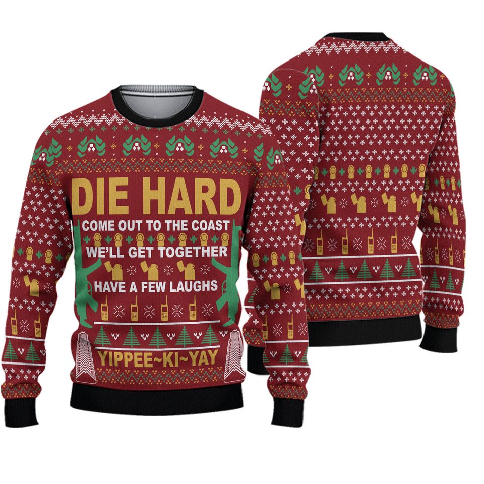 Yippee Ki Yay Quotes 3D Sweater, Action Movie Ugly Christmas Sweater