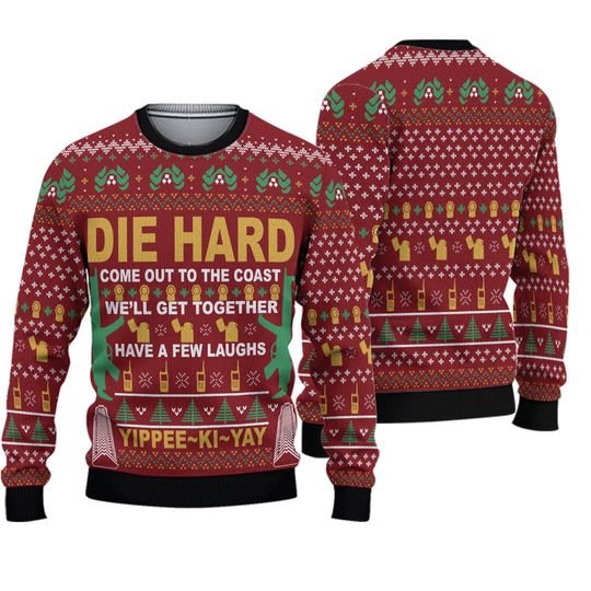 Yippee Ki Yay Quotes 3D Sweater, Action Movie Ugly Christmas Sweater - Image 2