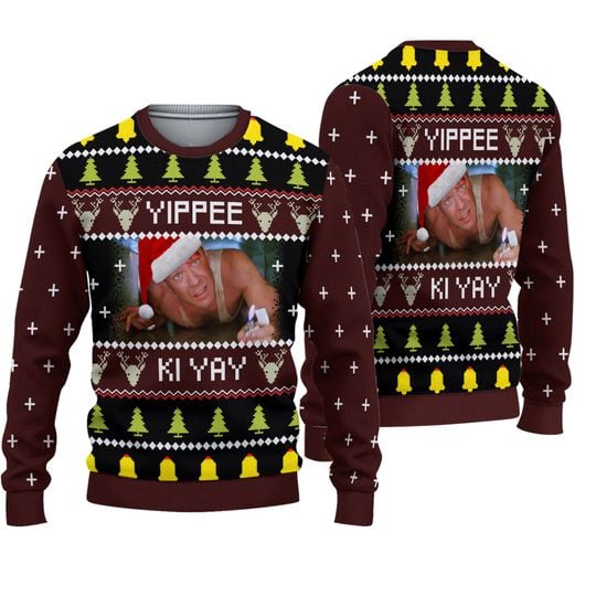 Yippee Ki Yay Ugly Die Hard Christmas Sweater - Image 2