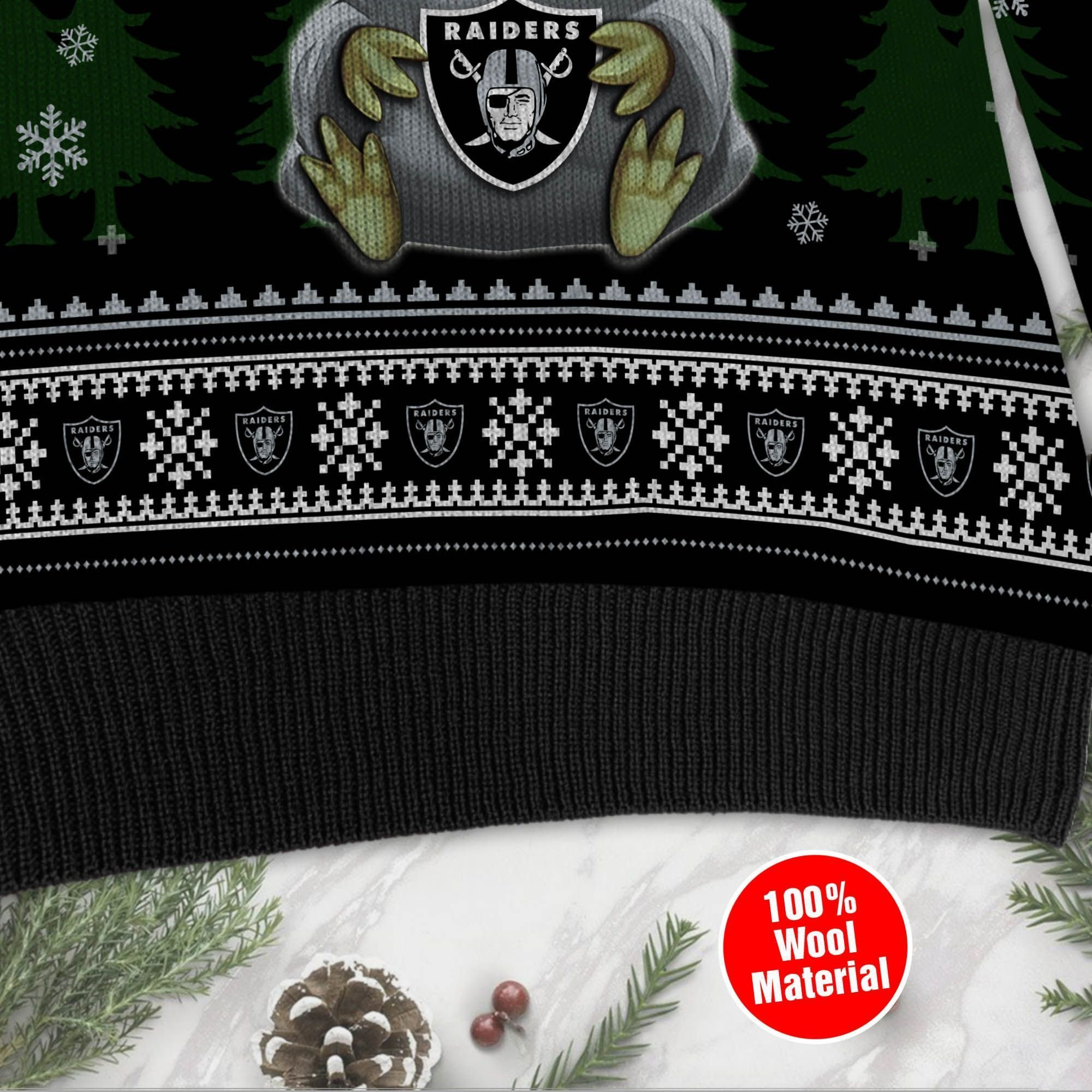 Yoda Baby Love Oakland Raiders Ugly Christmas Sweater Adult 3D Funny Matching for family - Image 4