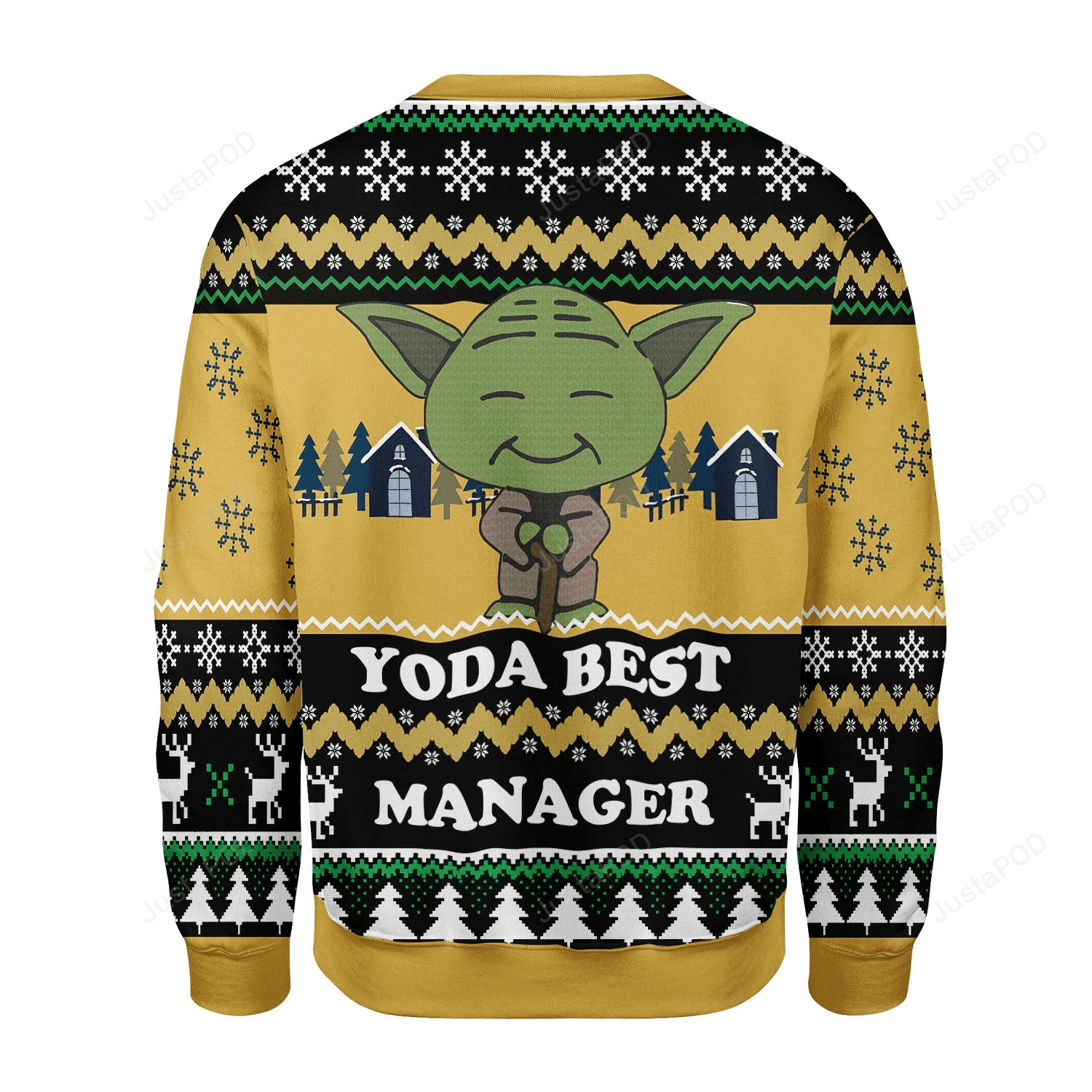 Yoda Best Manager Ugly Christmas Sweater Adult 3D Funny Matching for family