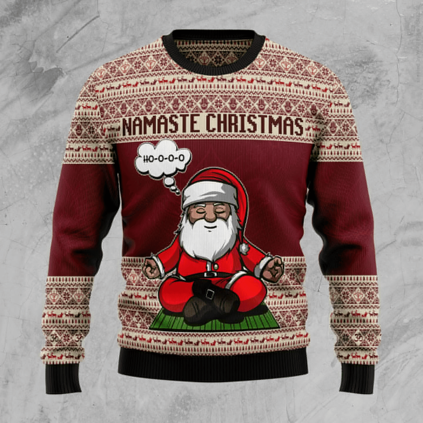 Yoga Santa Clause Ugly Christmas Sweater Adult 3D Funny Matching for family