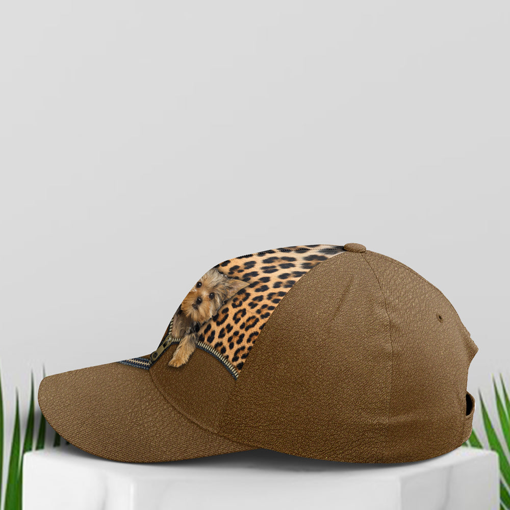 Yorkshire Dog Leopard Leather Style Baseball Cap Trucker Hats Custom Hats Gifts For Men & Women