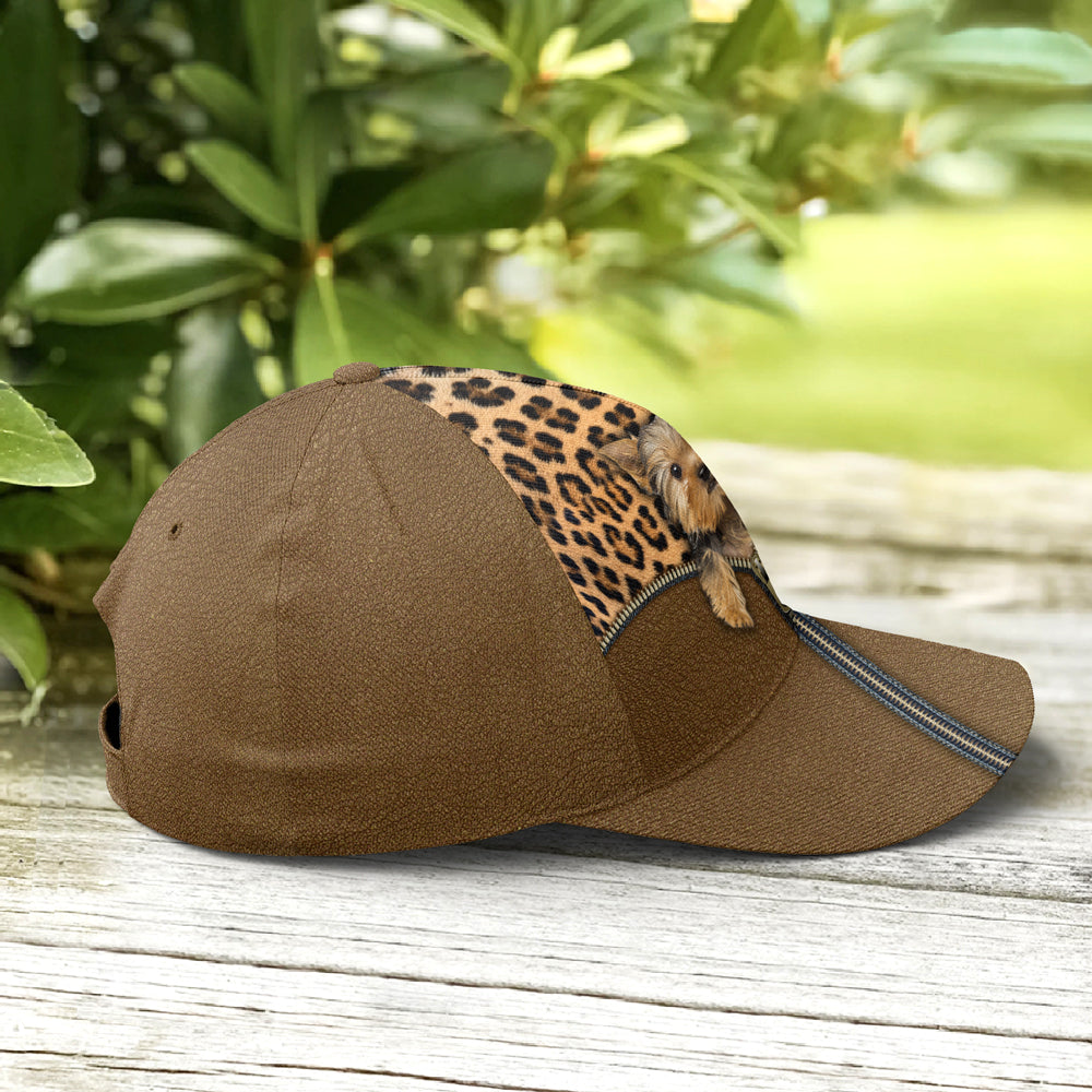 Yorkshire Dog Leopard Leather Style Baseball Cap Trucker Hats Custom Hats Gifts For Men & Women