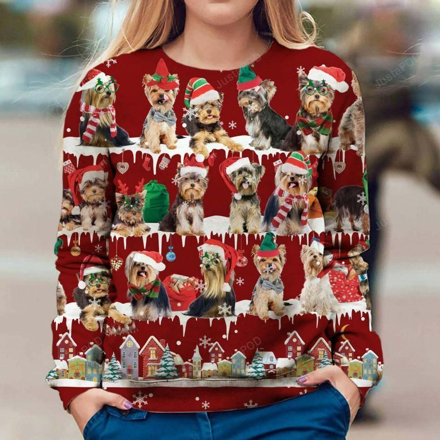 Yorkshire Terrier Dog Ugly Christmas Sweater Adult 3D Funny Matching for family