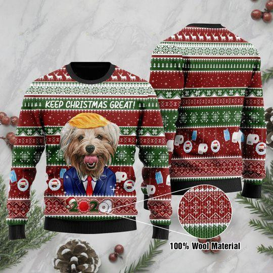Yorkshire Terrier Keep Christmas Great 2020 Ugly Christmas Sweater Adult 3D Funny Matching for family