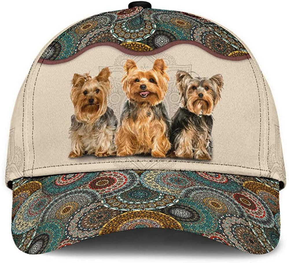 Yorkshire Terrier Lovely Cute Brocade Pattern Wonderful 3D Printed Unisex Hat Classic Cap Trucker Hats Custom Hats Gifts For Men & Women