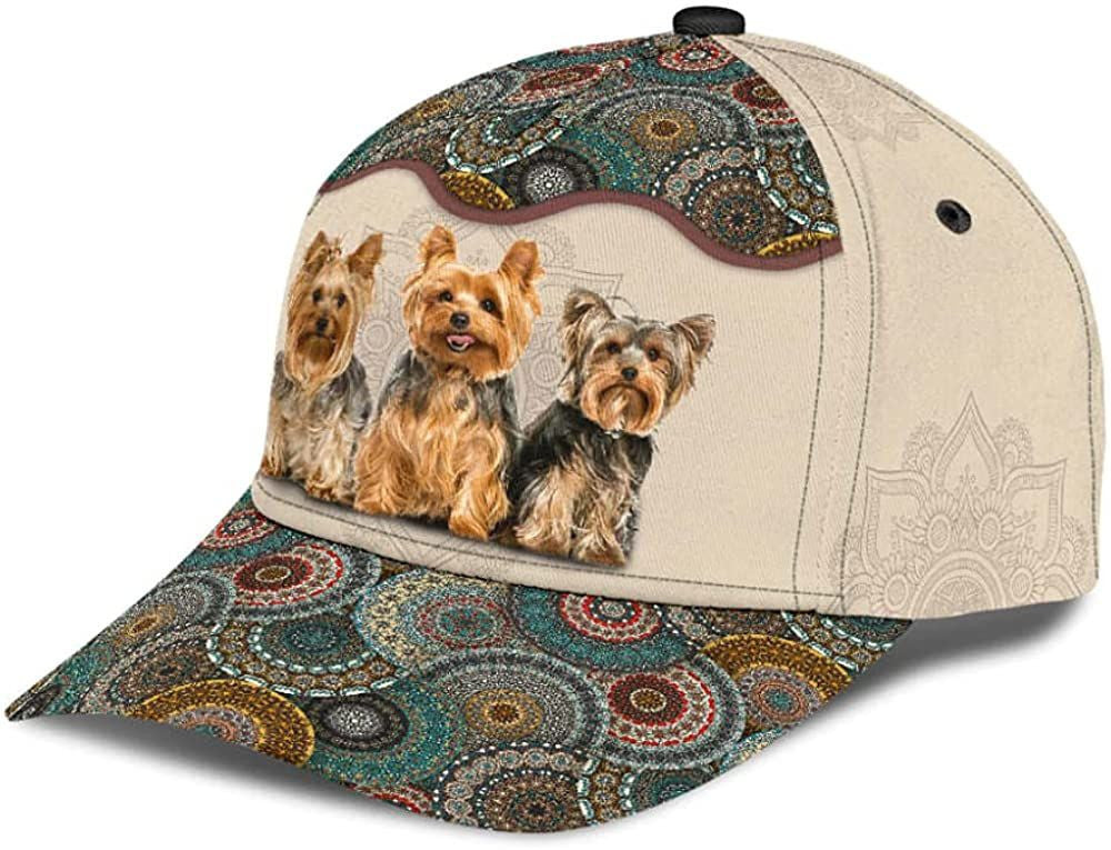 Yorkshire Terrier Lovely Cute Brocade Pattern Wonderful 3D Printed Unisex Hat Classic Cap Trucker Hats Custom Hats Gifts For Men & Women