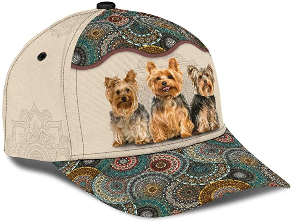 Yorkshire Terrier Lovely Cute Brocade Pattern Wonderful 3D Printed Unisex Hat Classic Cap Trucker Hats Custom Hats Gifts For Men & Women