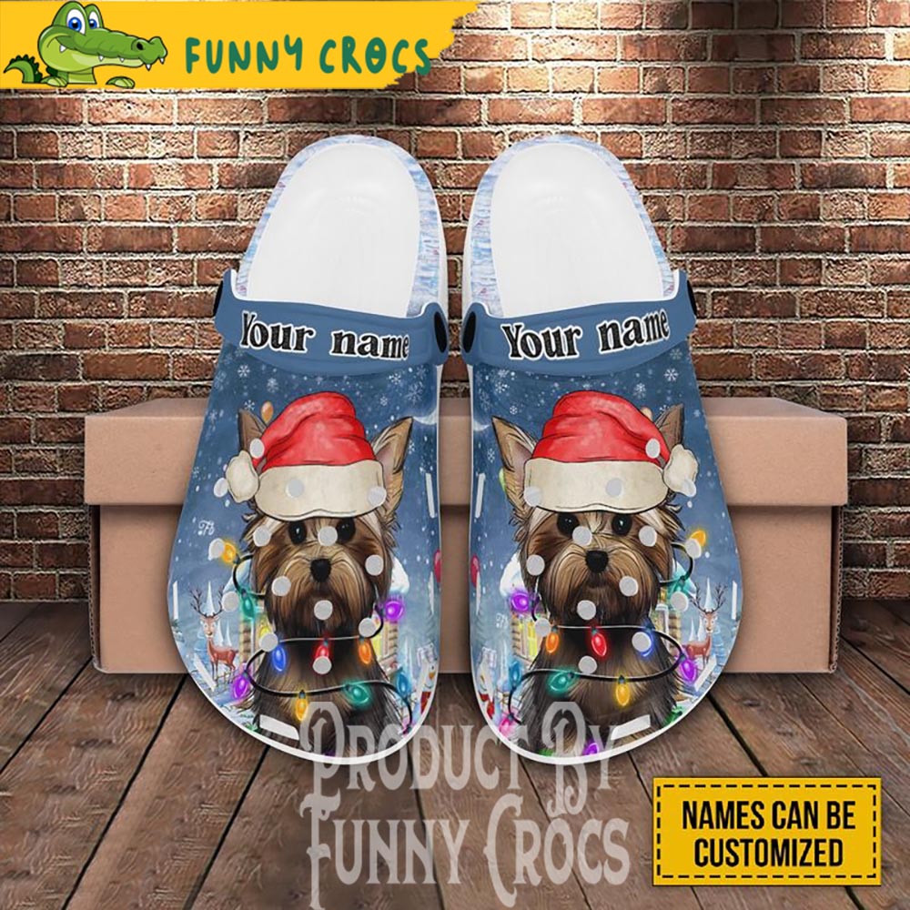 Yorkshire Terrier Santa Hat Christmas Crocs Crocband Clogs Shoes Comfortable For Men Women and Kids