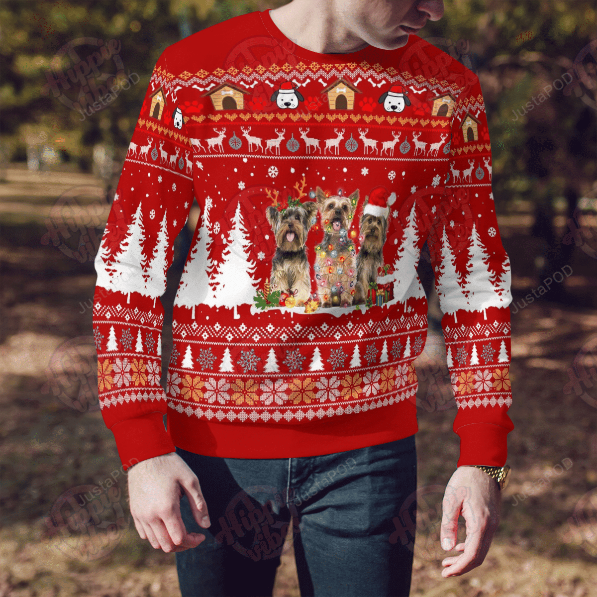 Yorkshire Terrier Ugly Christmas Sweater Adult 3D Funny Matching for family