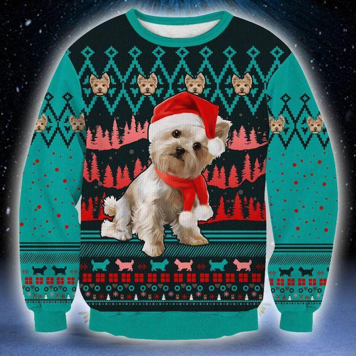 Yorlshire Terrier Ugly Christmas Sweater Adult 3D Funny Matching for family