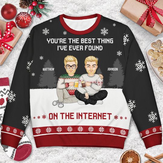 You Are My Favourite By Far Christmas Couples Gift Custom Unisex Ugly Sweatshirt - Image 6