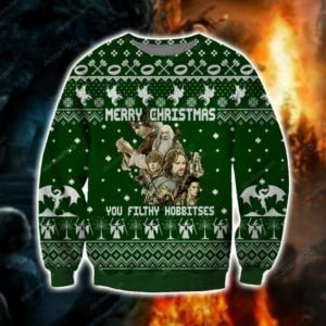 You Filthy Hobbitses Knitting 3D All Over Print Christmas Sweater, Ugly Christmas Sweater Adult 3D Funny Matching for family