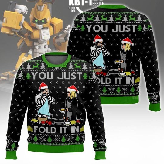 You Just Fold It In Meme Christmas Ugly Sweater, Schitt's Creek Tv Show Sweater - Image 5