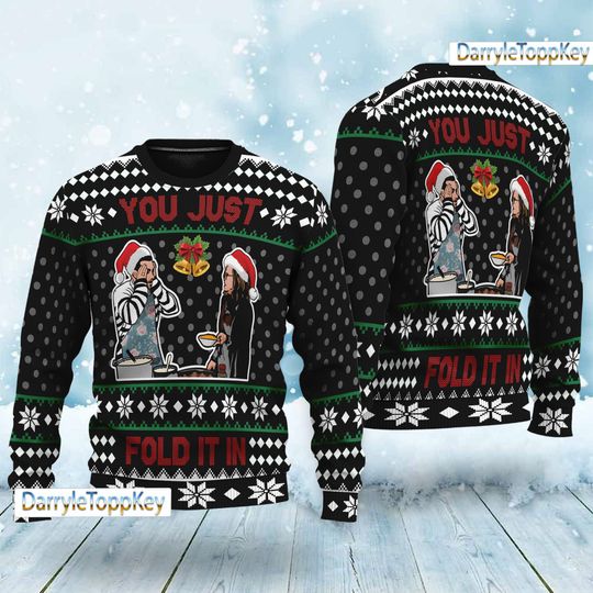 You Just Fold It In Schitts Creek Ugly Christmas Sweater, David Rose Ugly Sweater - Image 2