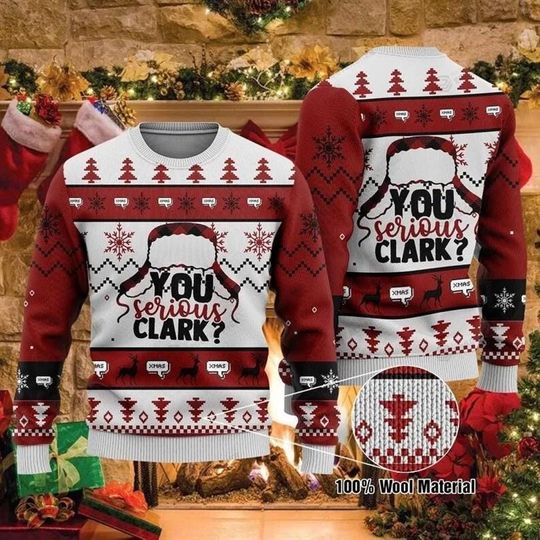 You Serious Clark Ugly Christmas Sweater, National Lampoon Vacation Ugly Christmas Sweater - Image 4