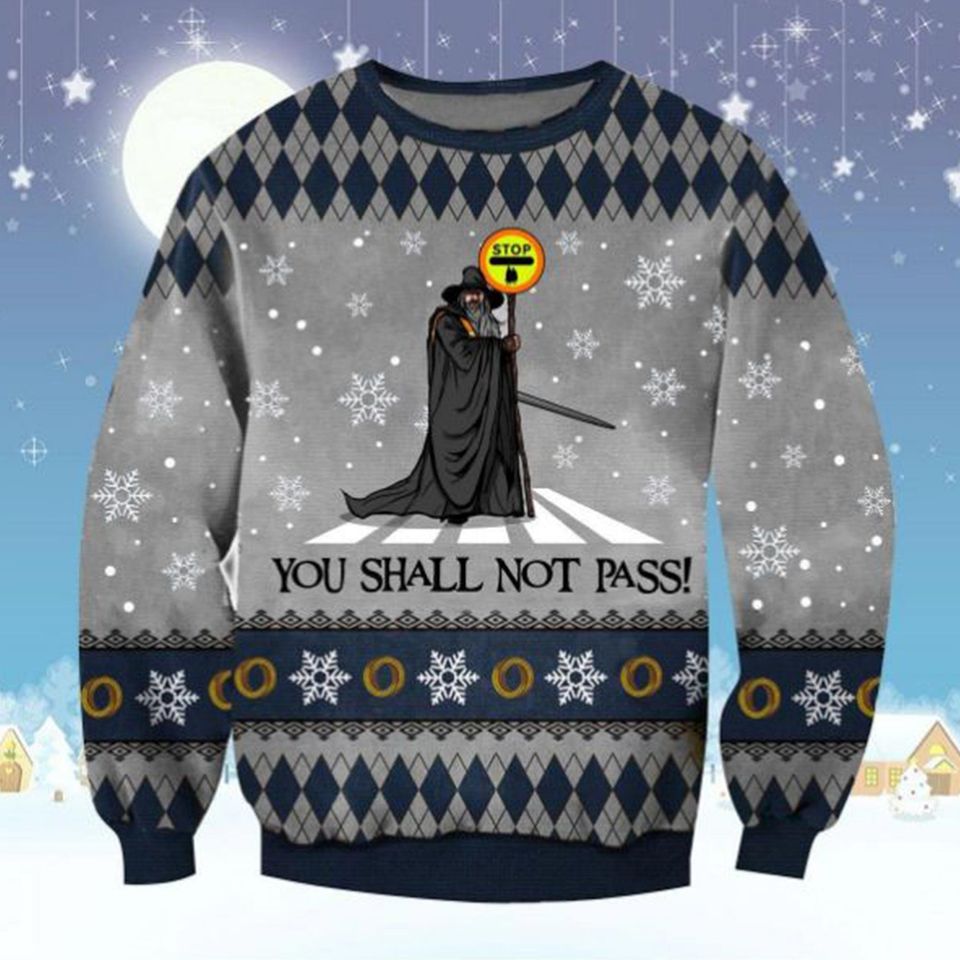 You Shall Not Pass Ugly Christmas Sweater, Christmas Unisex Woolen Sweater