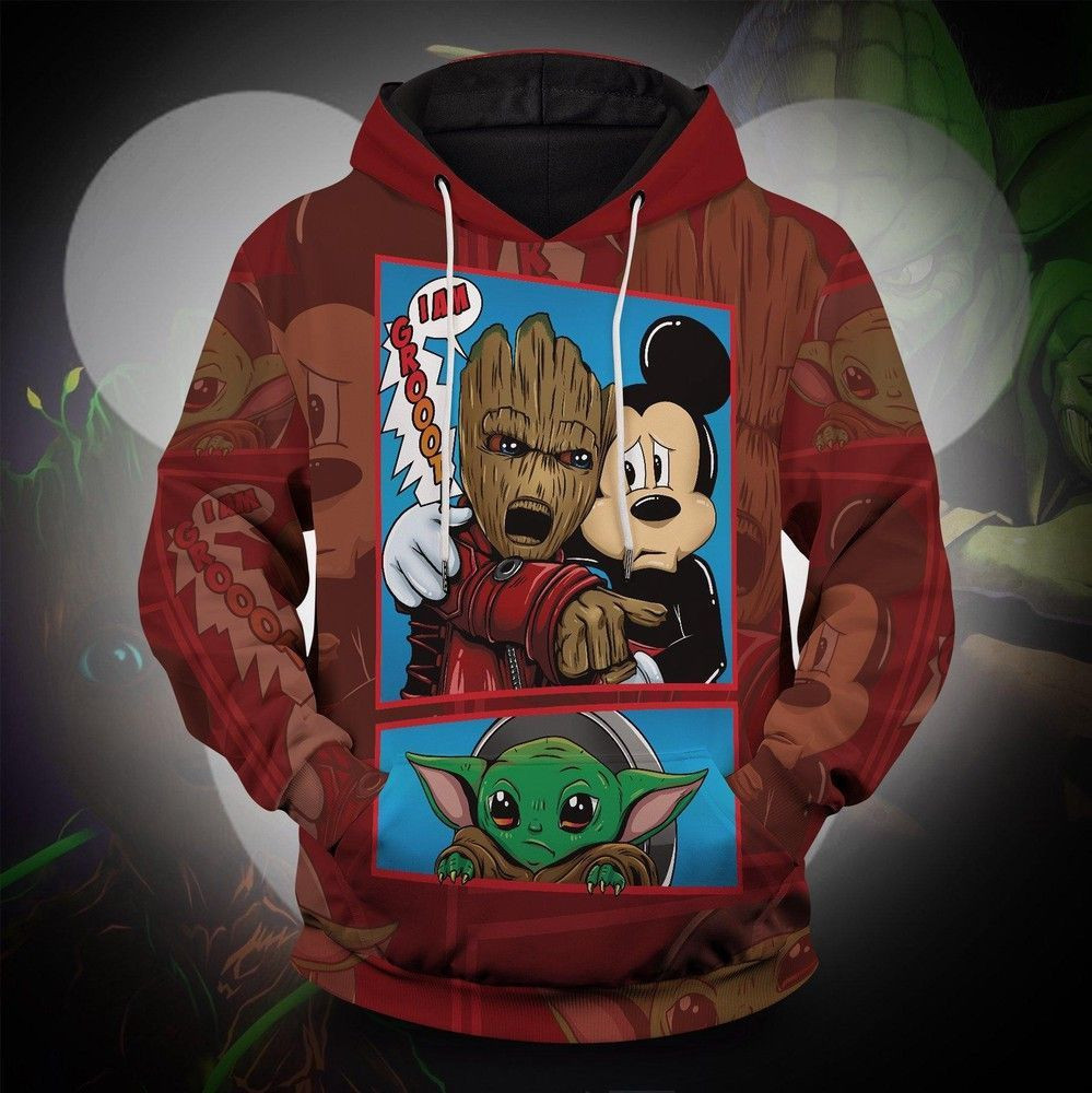 You Took Everything From Me Groot Yoda Mickey 3D All Over Print Hoodie, Zip Hoodie