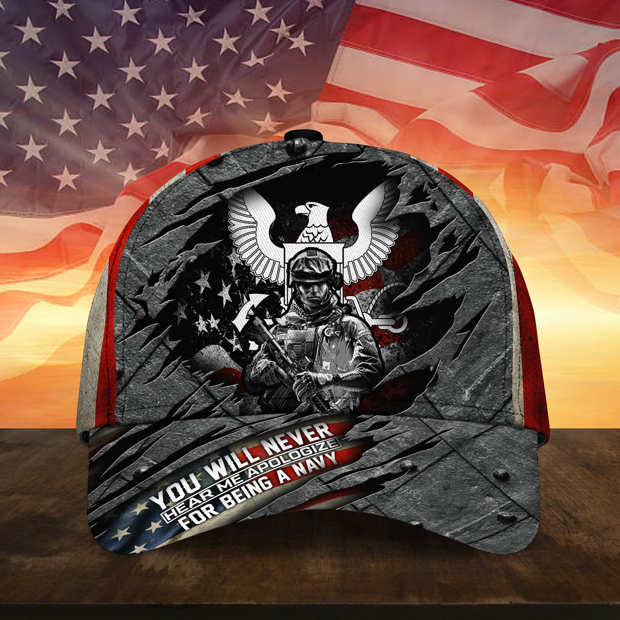 You Will Never Hear Me Apologize For Being A Navy Veteran 3D Printed Cap Trucker Hats Custom Hats Gifts For Men & Women