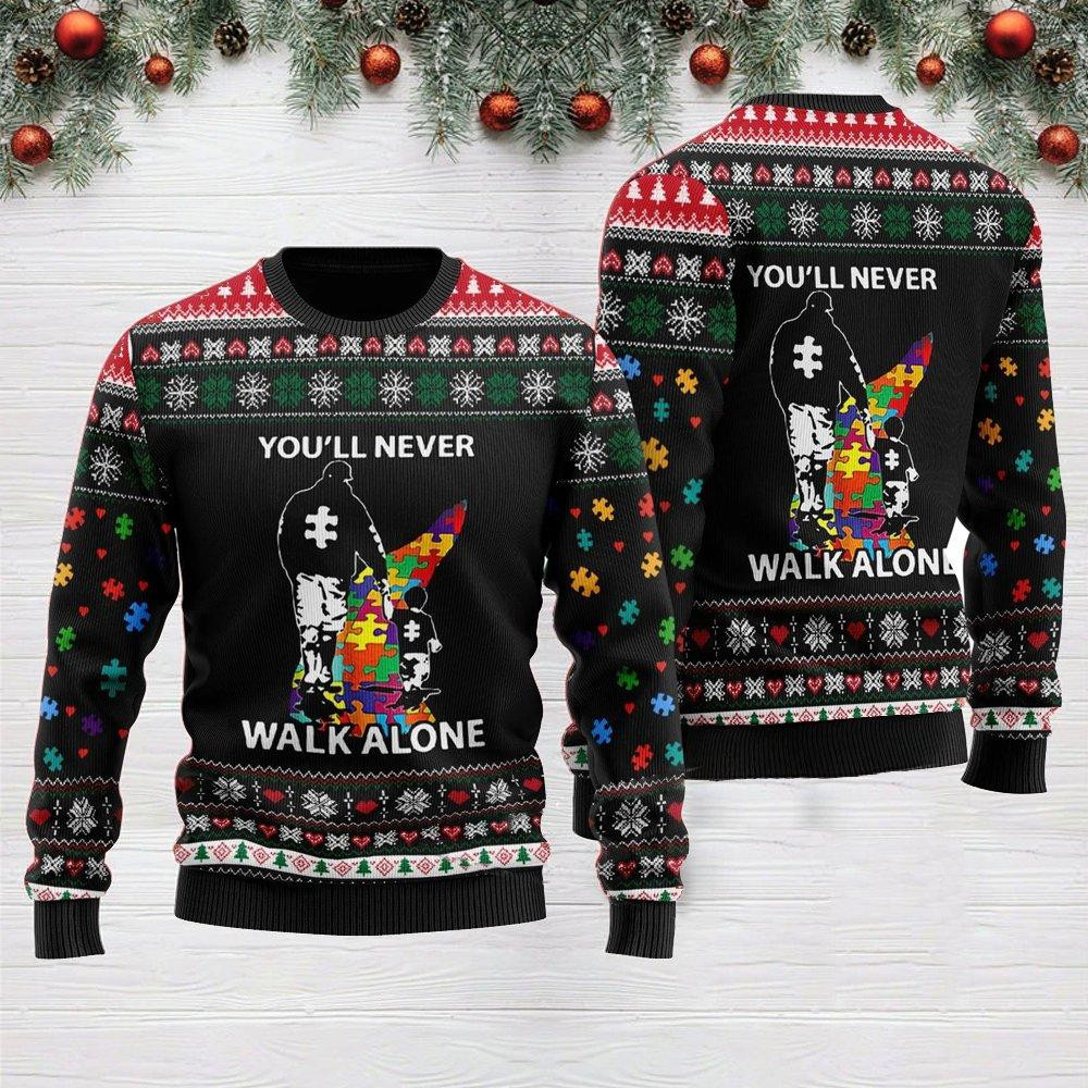 Youll Never Walk Alone Ugly Christmas Sweater Adult 3D Funny Matching for family