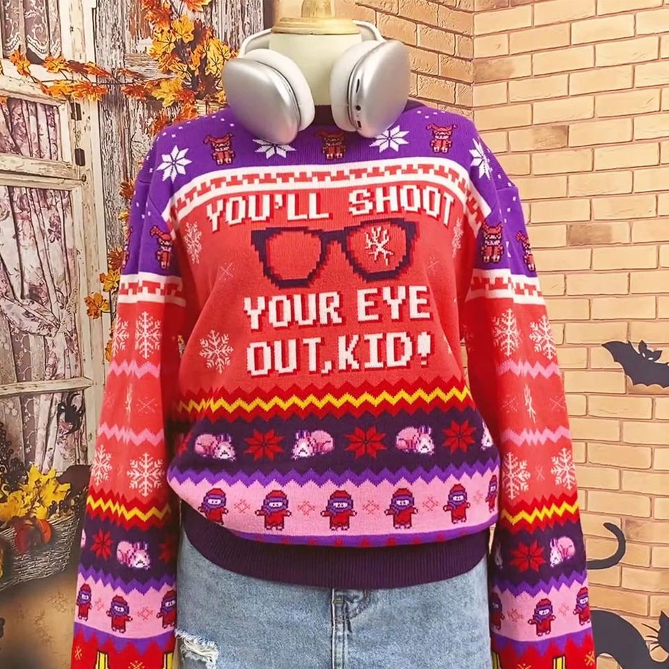 You'll Shoot Your Eye Out Knitted Sweater, A Christmas Story Ugly Christmas Sweater