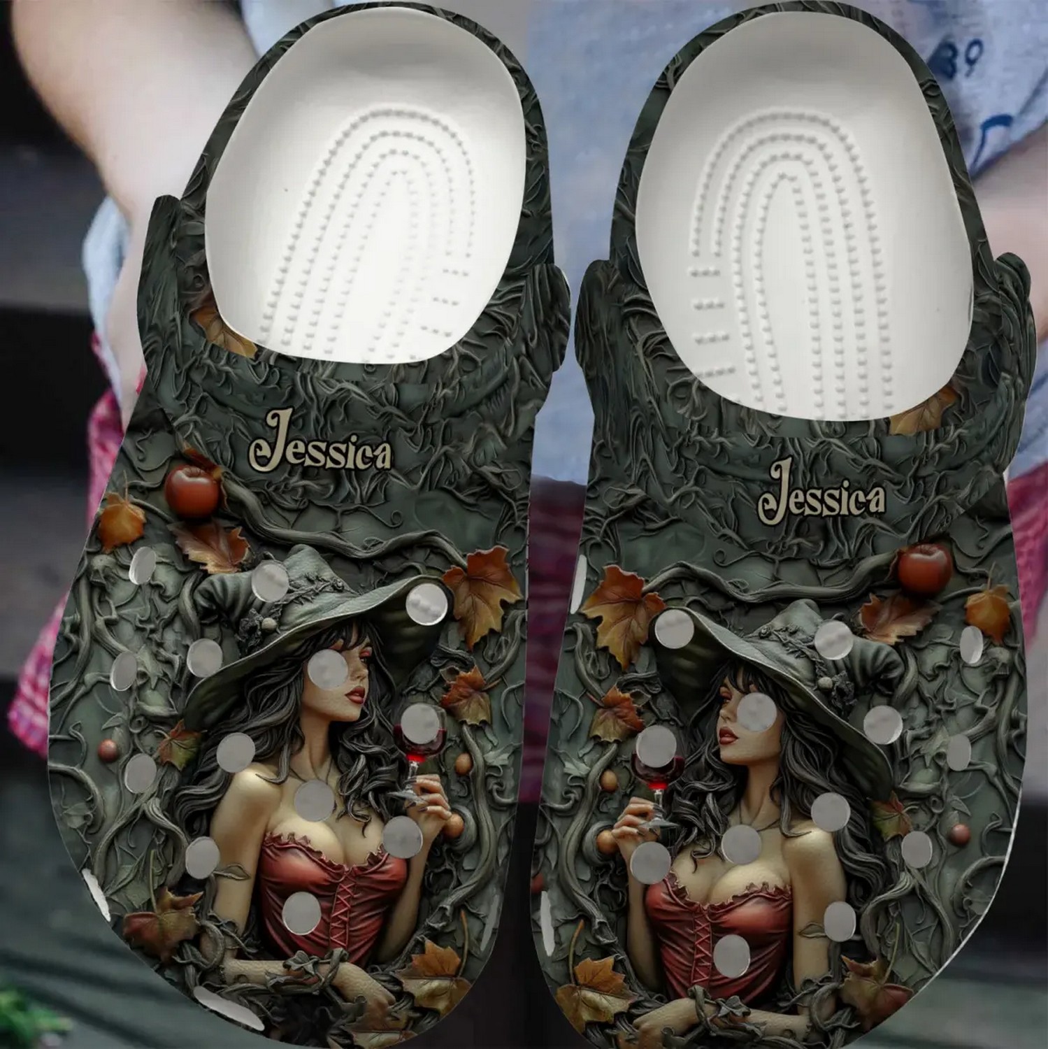 Young Beauty Sexy Witch Halloween Crocs Crocband Clogs Shoes Comfortable For Men Women and Kids