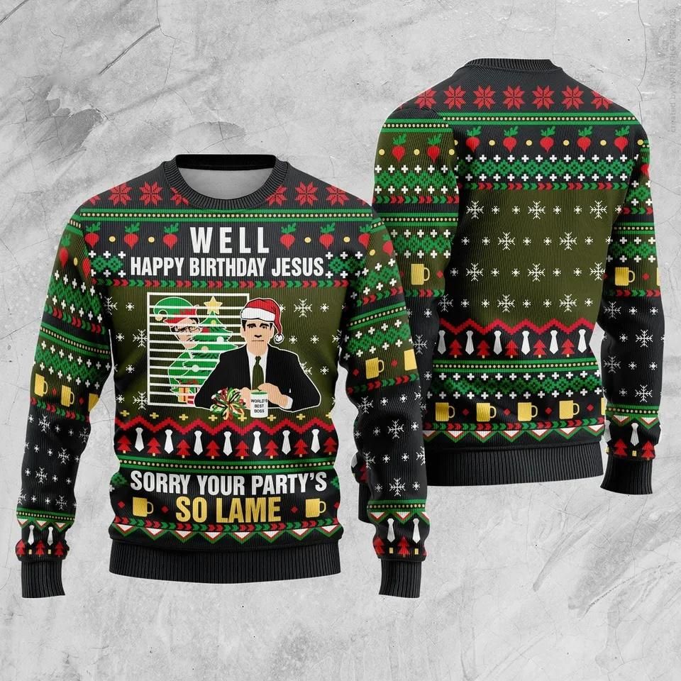Your Party Is So Lame Xmas Ugly Sweater, Dw Schrute Michael Scott