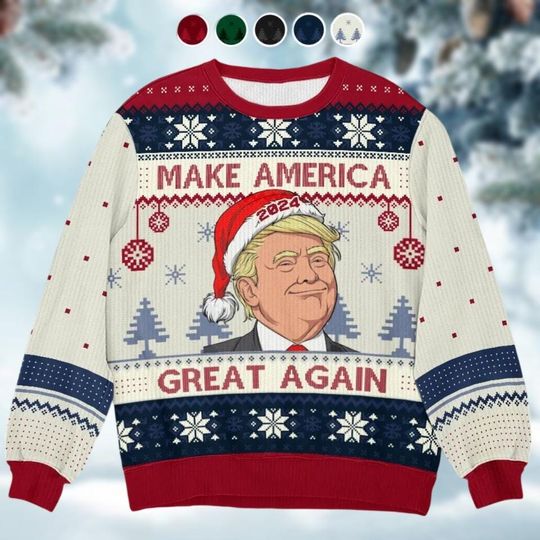 Your Santa Is Back In Town Ugly Sweater, Trump 2024 Election Ugly Christmas - Image 9