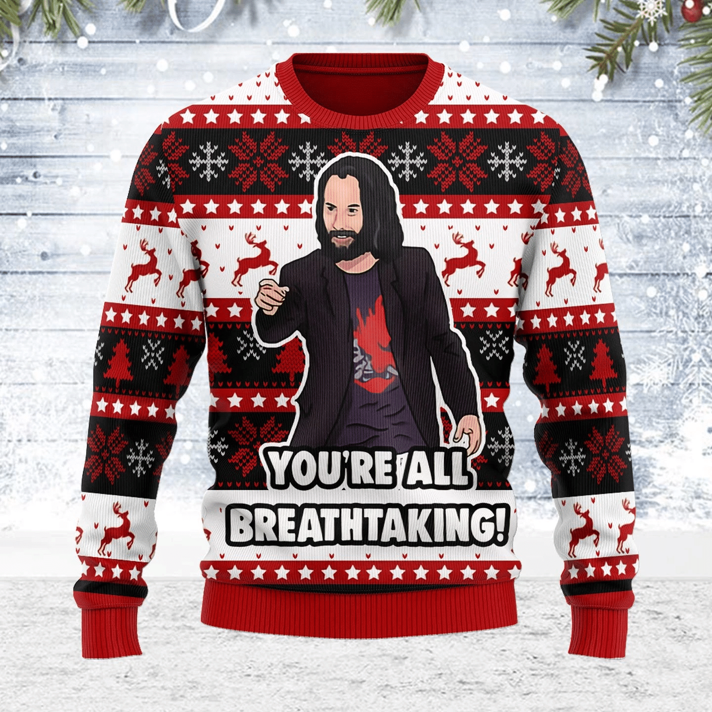 You'Re All Breathtaking Ugly Christmas Sweater Adult 3D Funny Matching for family - Image 2