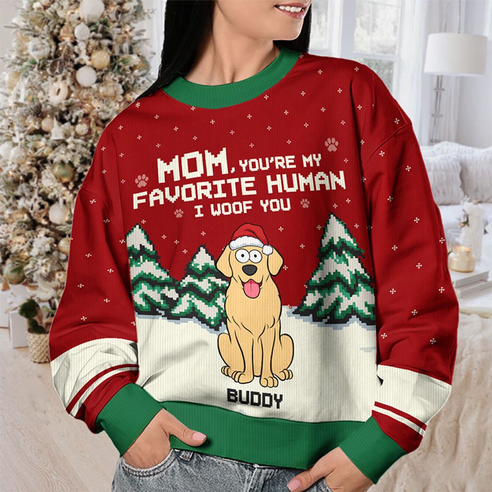 You're Our Favorite Human We Woof You - Dog Personalized Ugly Sweatshirt - Christmas Gift For Pet Owners, Pet Lovers - Image 3