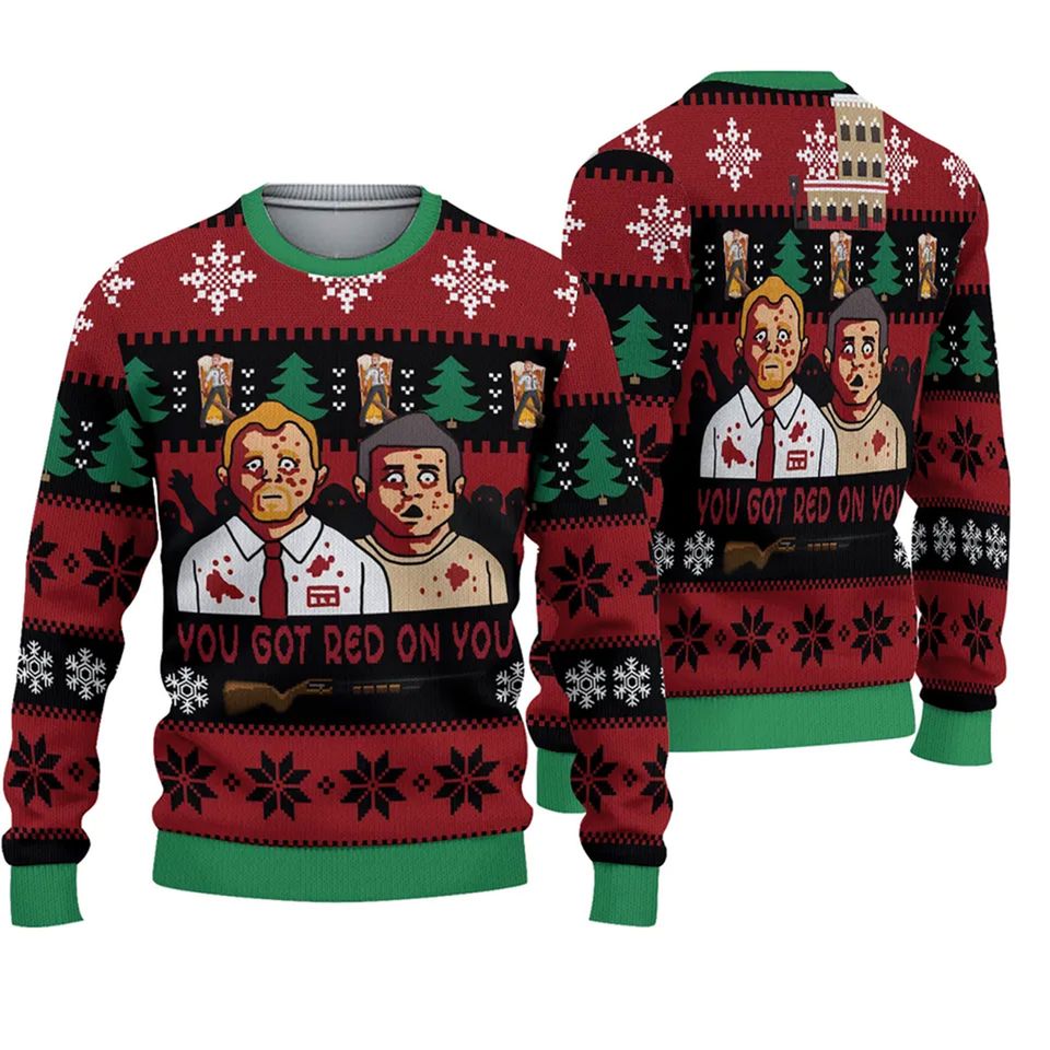 Youve Got Red On You Shaun of the Dead Ugly Christmas Sweater