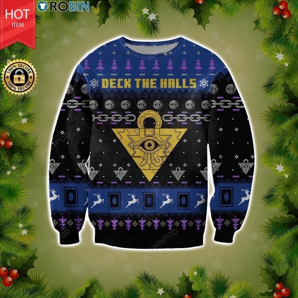 Yu-Gi-Oh Deck The Halls Ugly Christmas Sweater Adult 3D Funny Matching for family