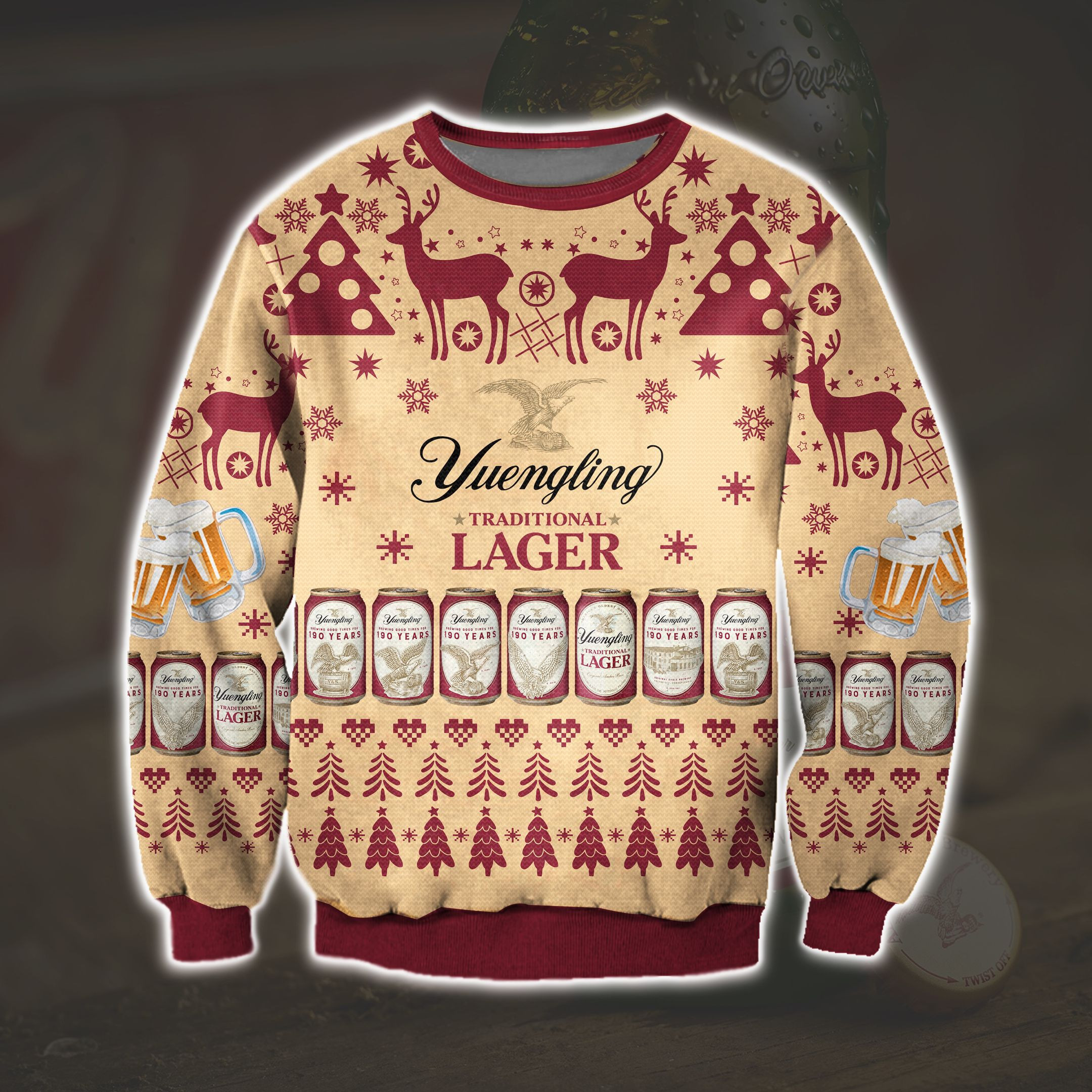 Yuengling Lager Beer 3D All Over Print Ugly Christmas Sweater Adult 3D Funny Matching for family