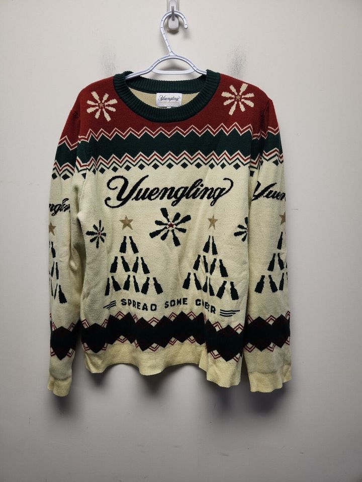 YUENGLING SPREAD SOME CHEER UGLY CHRISTMAS SWEATER RED BEER UNISEX LARGE
