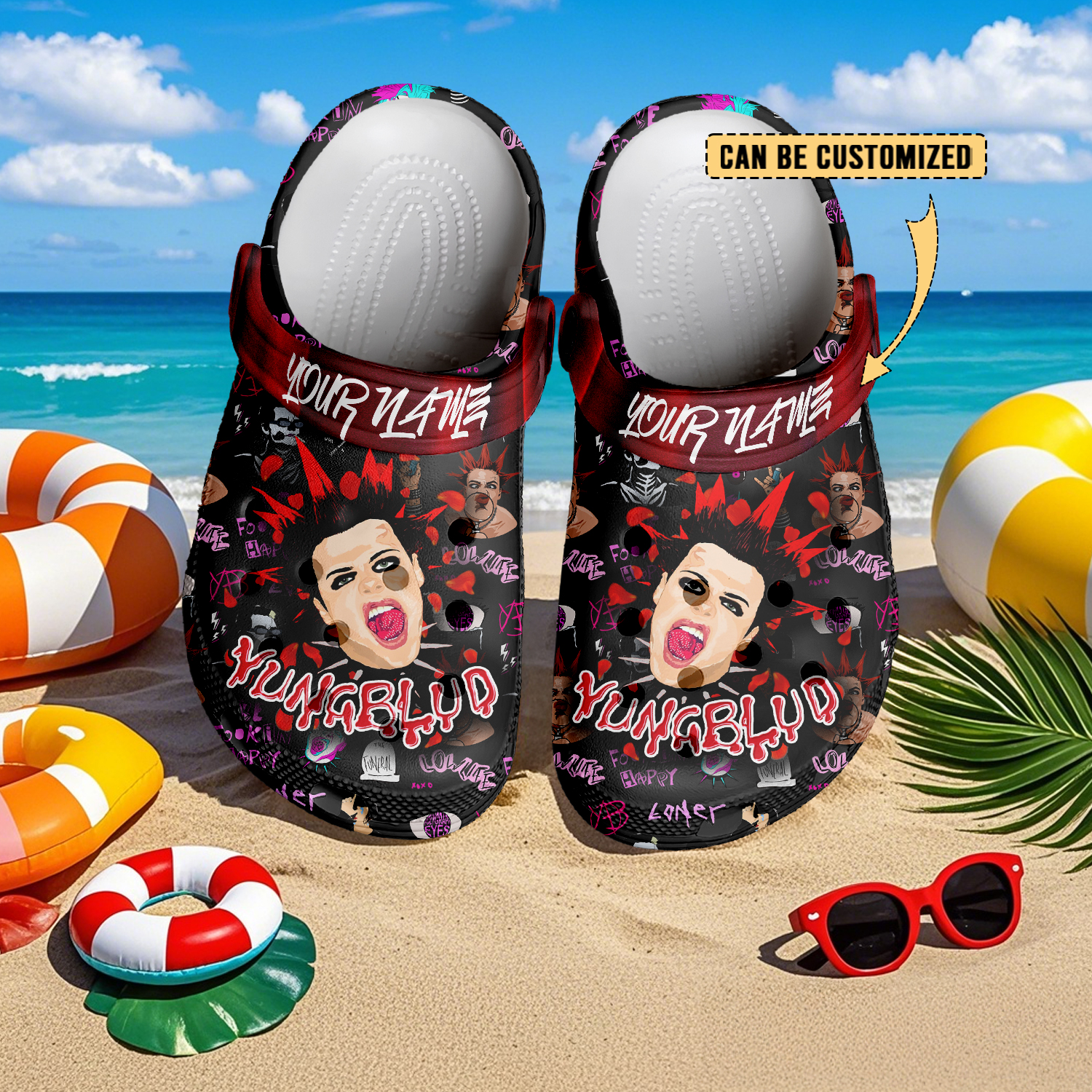 Yungblud x Halloween Crocs Crocband Clogs Shoes Comfortable For Men Women and Kids