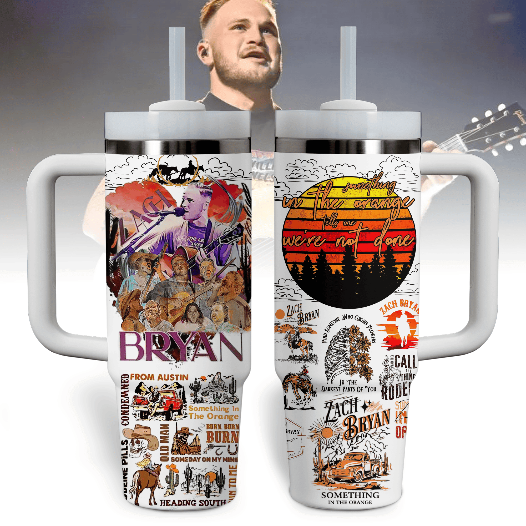 Zach Bryan Music Custom Stanley Cup 40 oz 30 oz Tumbler With HandleTVC2301795