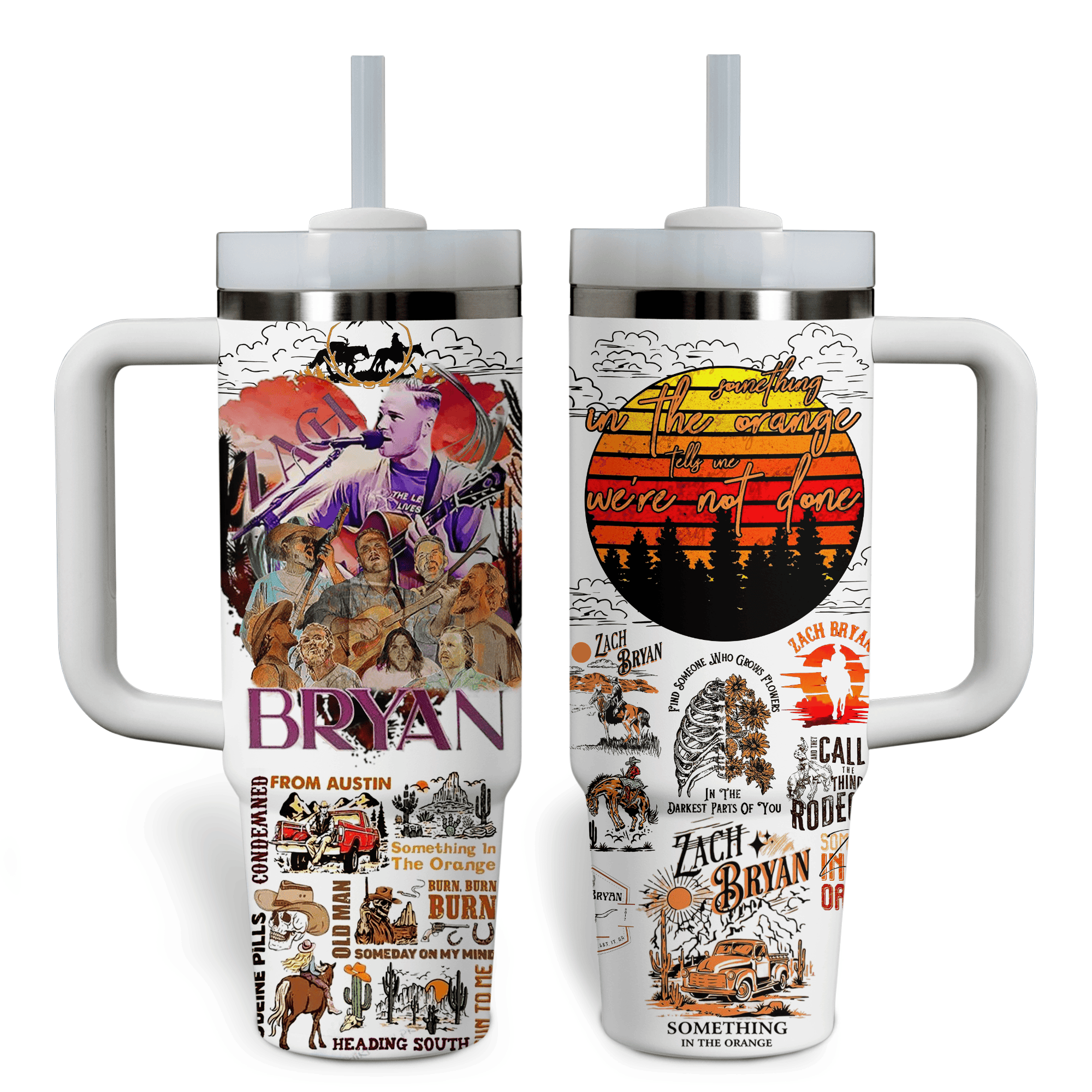 Zach Bryan Music Custom Stanley Cup 40 oz 30 oz Tumbler With HandleTVC2301795 - Image 2