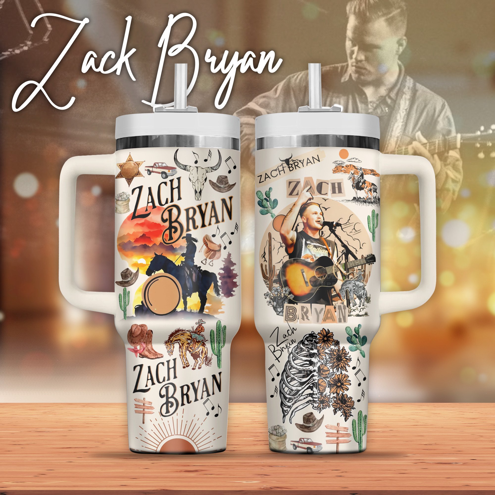 Zach Bryan Music Custom Stanley Cup 40 oz 30 oz Tumbler With HandleTVC2301800