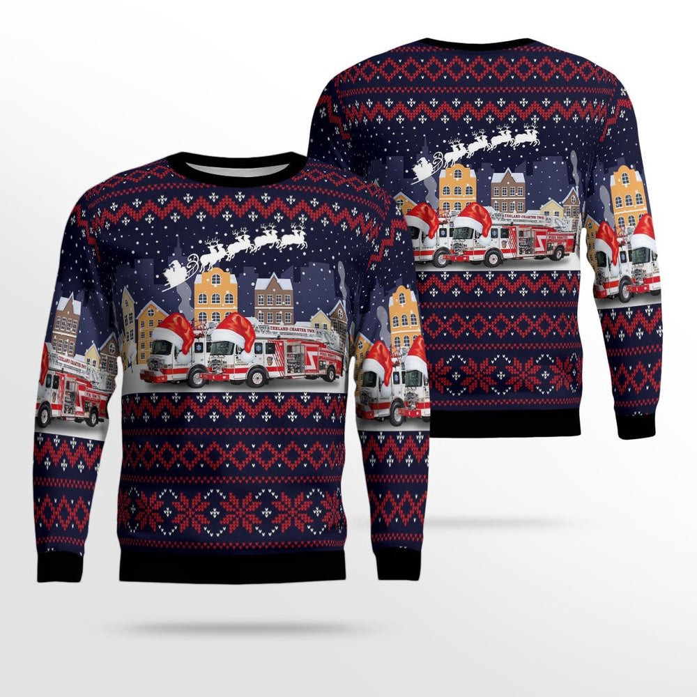 Zeeland Michigan Zeeland Township Fire Department AOP Ugly Sweater Gift For Christmas